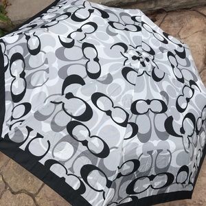 Black/white/gray Coach umbrella